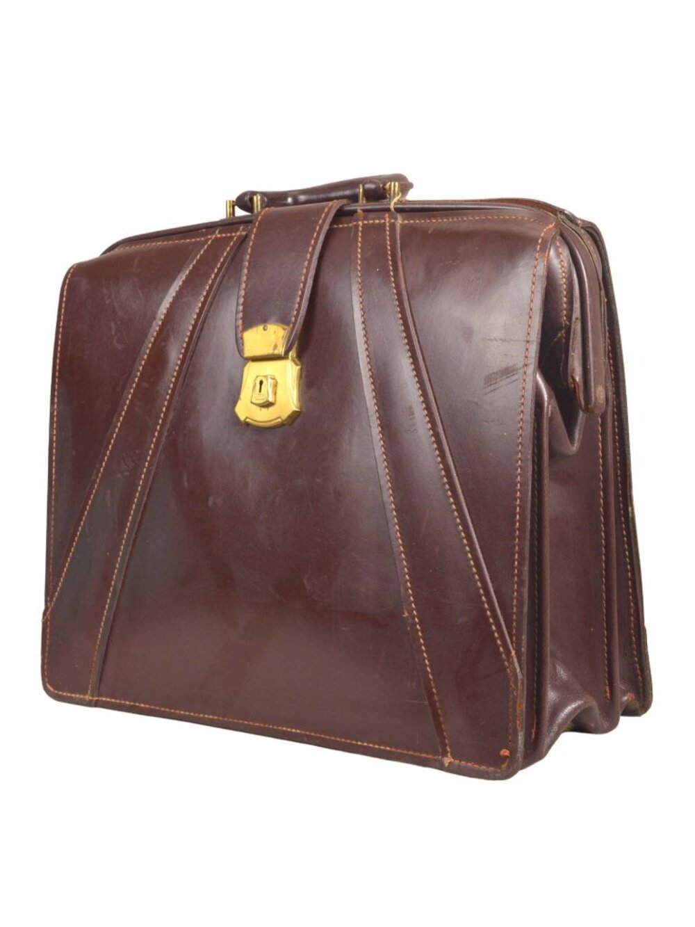 Vintage Leather Briefcase WITH KEYS/Military/Lawyer 1960-70s